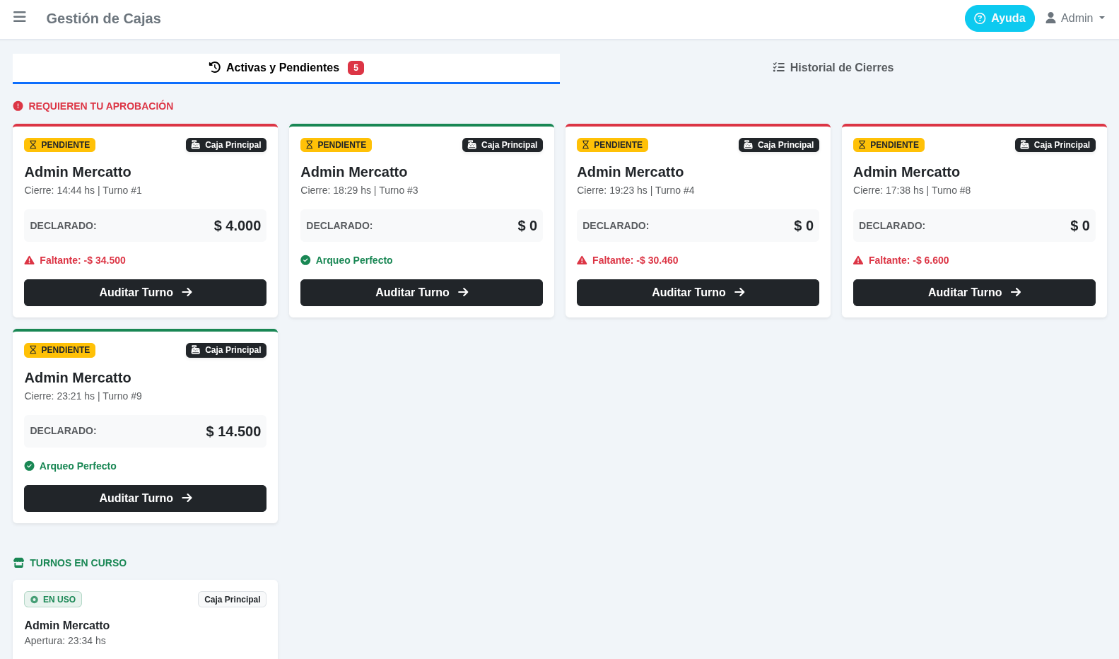 Panel de Tesorería MercattoApp